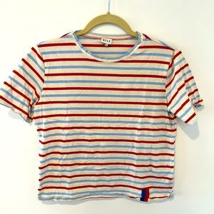 Kule The Modern short sleeve tee in light blue red stripe size XS